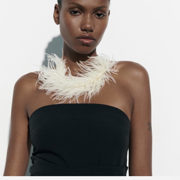 Zara limited edition strapless midi dress with slit - Picture 5 of 9